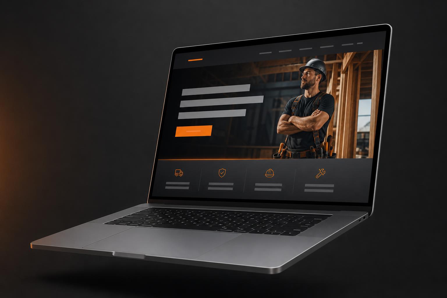 Floating 3D website mockups built for Aussie trades businesses